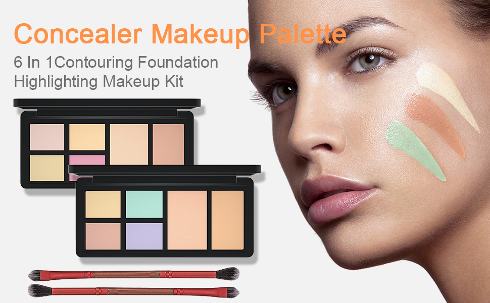 Cream Contour Concealer Makeup Palette,6 In 1 Contouring