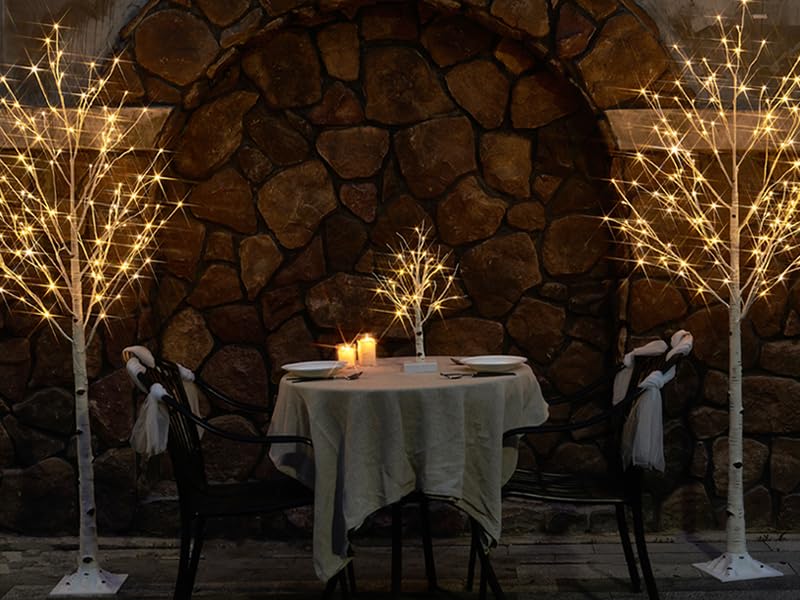 Fudios Lighted Birch Tree 6ft for Christmas Holiday Party