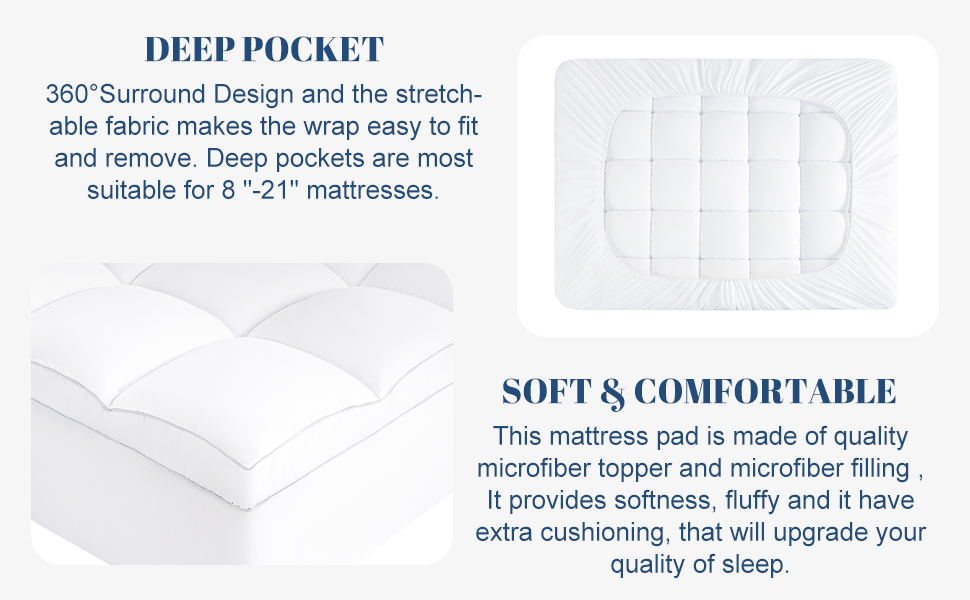 SONORO KATE Mattress Topper, Extra Thick Mattress Protector, Cooling Mattress Pad