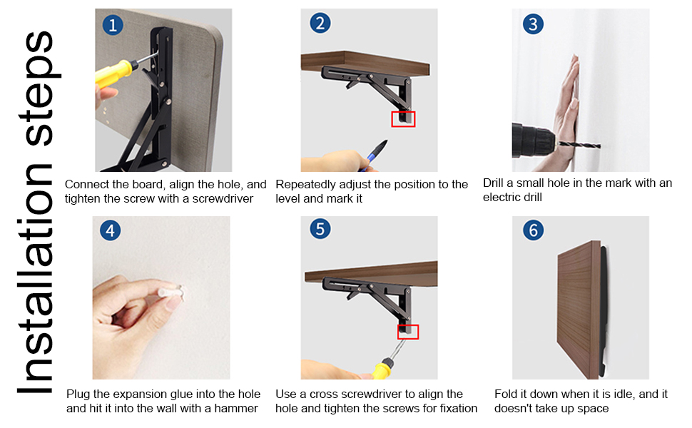 Oudtinx 2PCS Folding Shelf Brackets,Heavy Duty Triangle Shelf Bracket for Bench Table,Wall
