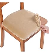 smiry Original Velvet Dining Chair Seat Covers, Stretch Fitted Dining Room Upholstered Chair Seat...