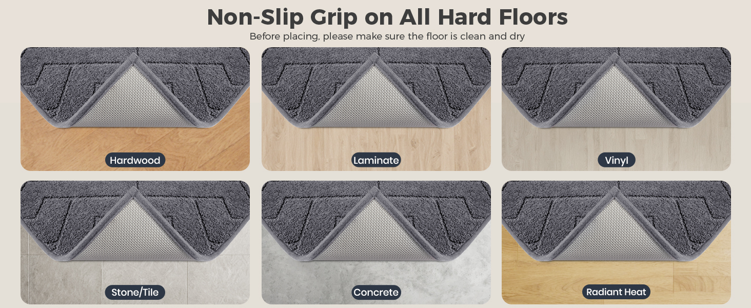 Non-slip Grip on All Hard Floors