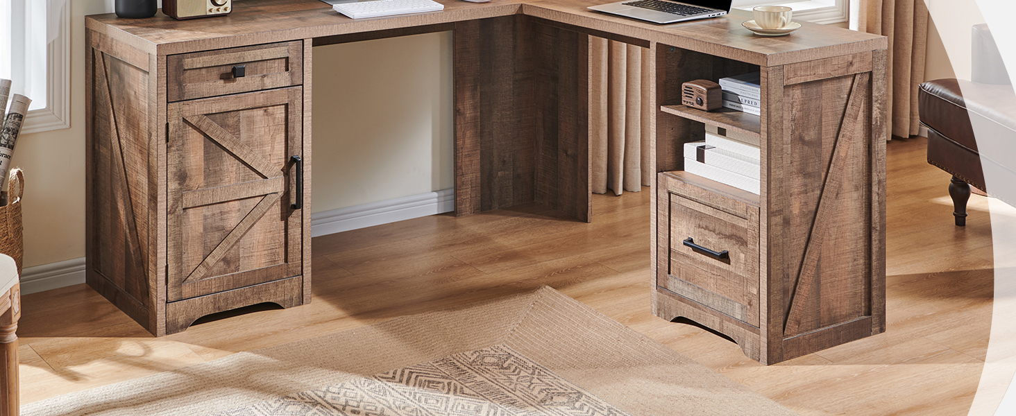 JXQTLINGMU L Shaped Desk, Corner Computer Desk