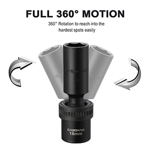 Flex socket design allows a full 360° of freedom for the universal head to angle and rotate