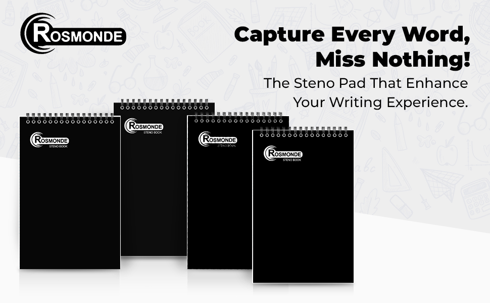 Rosmonde 12 Pack Spiral Steno Pads, 6 x 9, Gregg Rule