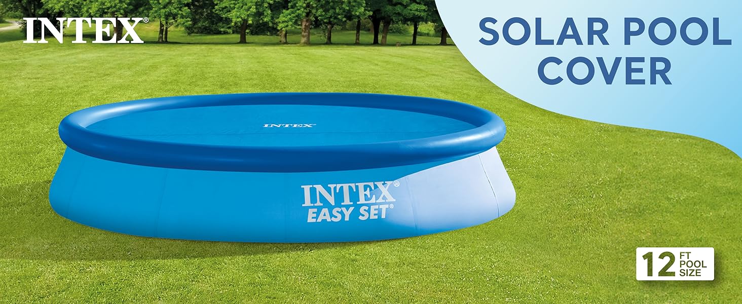 Intex 12 Ft Round Easy Set and Metal Frame Swimming Pool Solar Tarp, Couvrir uniquement