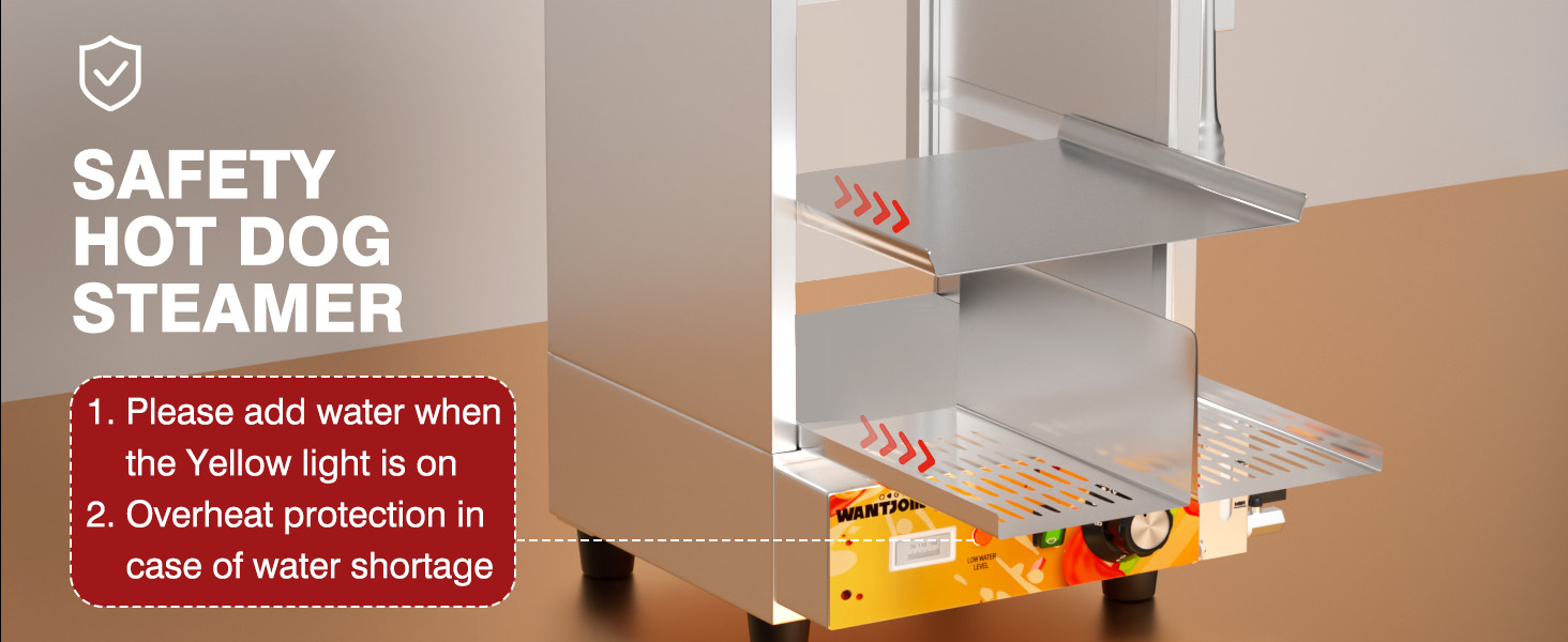 WantJoin Hot Dog Steamer, Adjustable Temperature 2Tier
