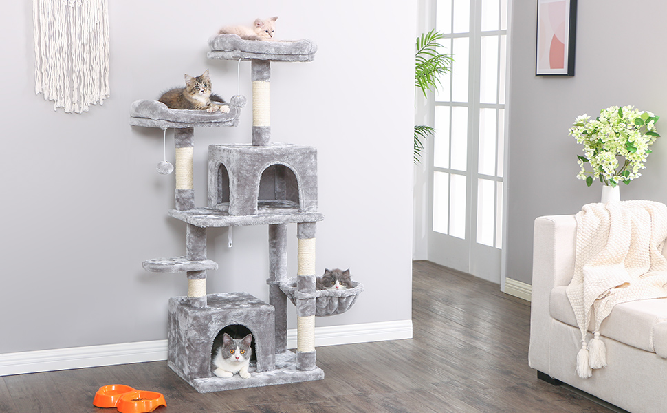BEWISHOME Cat Tree MultiLevel Cat Tower Condo with Plush