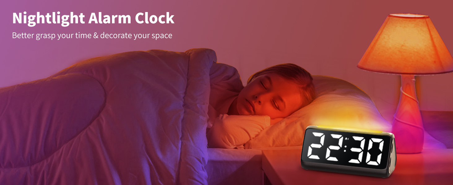 Netzu Digital Alarm Clocks for Bedrooms, Bedside Clocks
