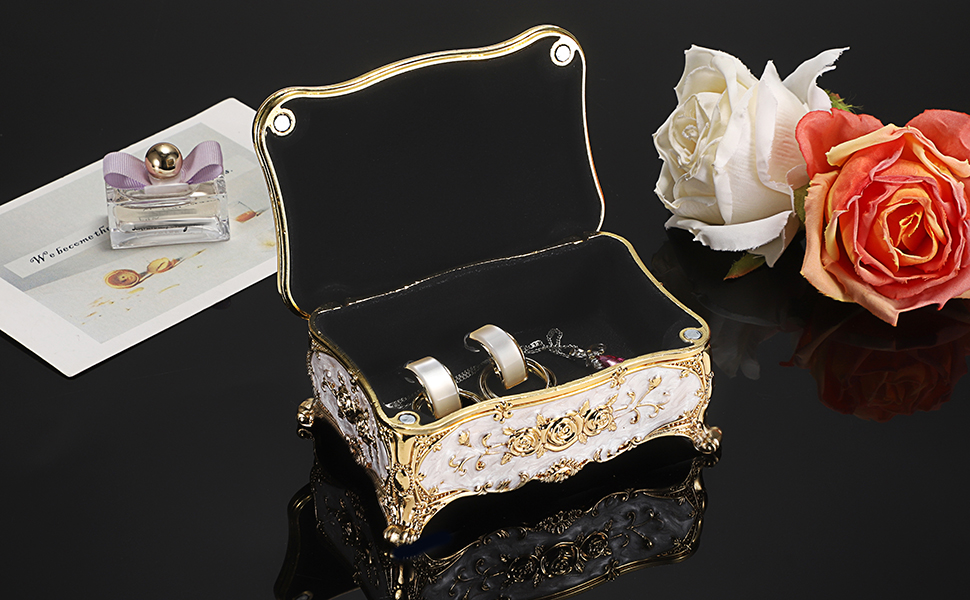 Jewelry Box metal Trinket Box Treasure Chest box  antique jewelry box gift small ring Earrings case