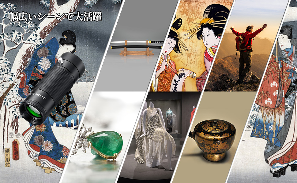 Akeyda 単眼鏡 8x21 美術館モデル 美術鑑賞 マルチモノキュラー アーツモノキュラー メガネ対応 ケース ストラップ付