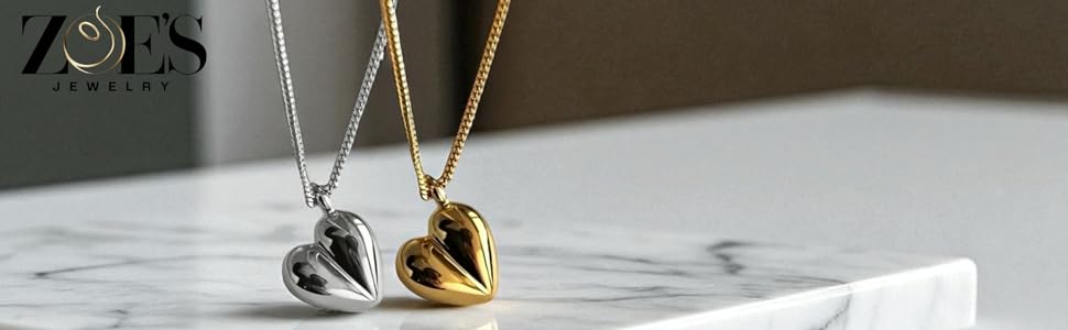 Zoe's Jewelry 925 Sterling Silver Heart Pendant Necklace,