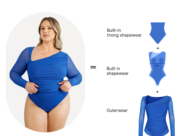 トップス Wellness Long Sleeve Bodysuit Joyspun Women's Seamless Shaping Bodysuit 2-Pack, Long