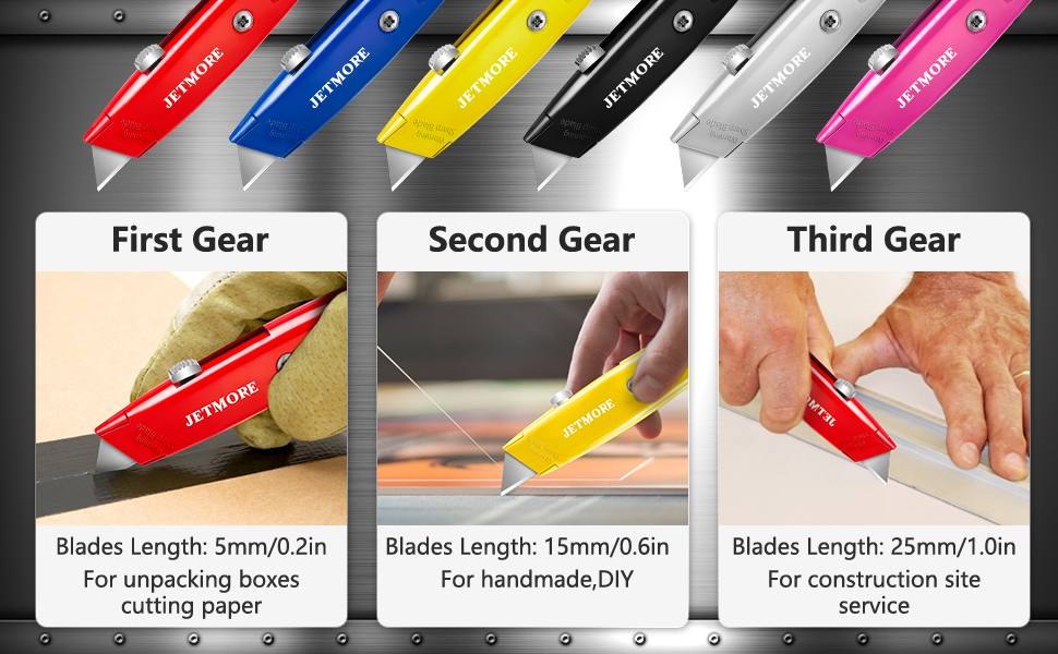Jetmore 2 Pack Box Cutter Utility Knife, Box Cutter Retractable, Heavy