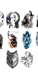wolf Temporary Tattoos For Men