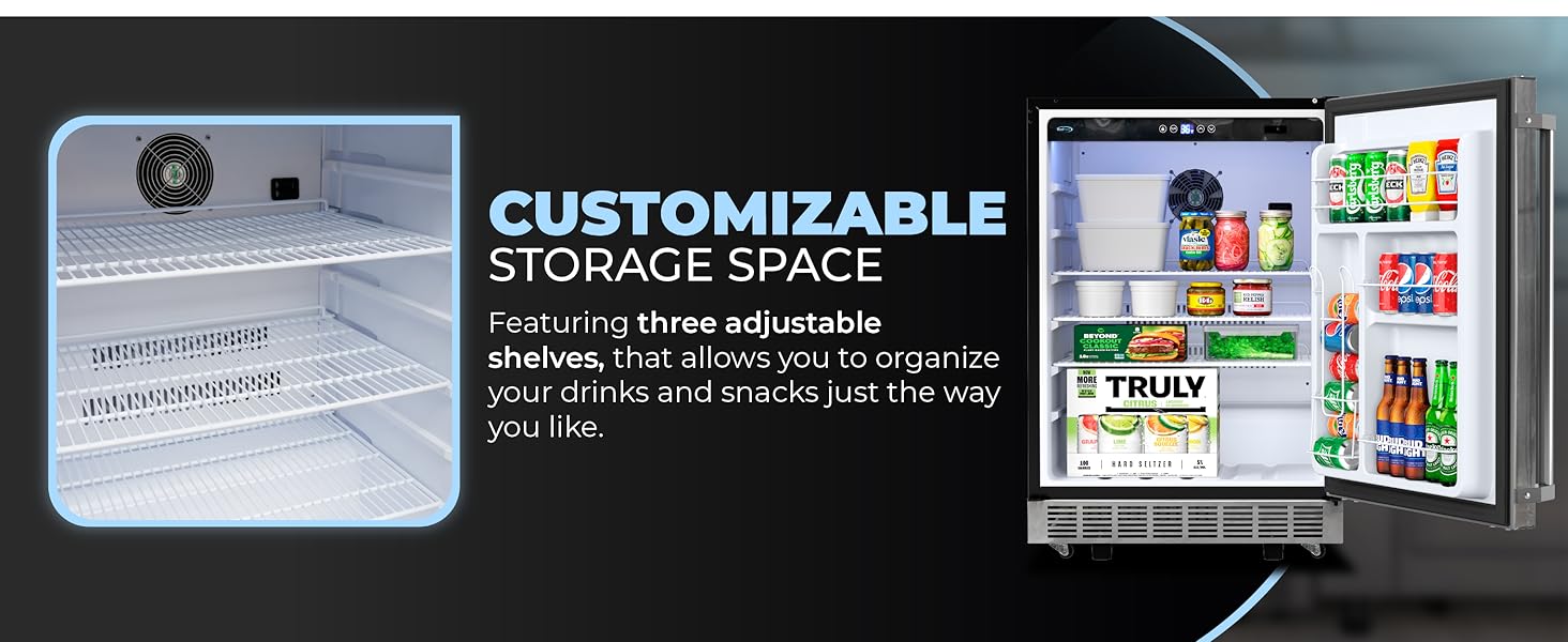 custumizable storage space adjustable shelves