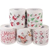 Ciieeo Christmas Toilet Paper, 5Pcs Funny Toilet Paper Rolls Merry Christmas Santa Claus Printed ...