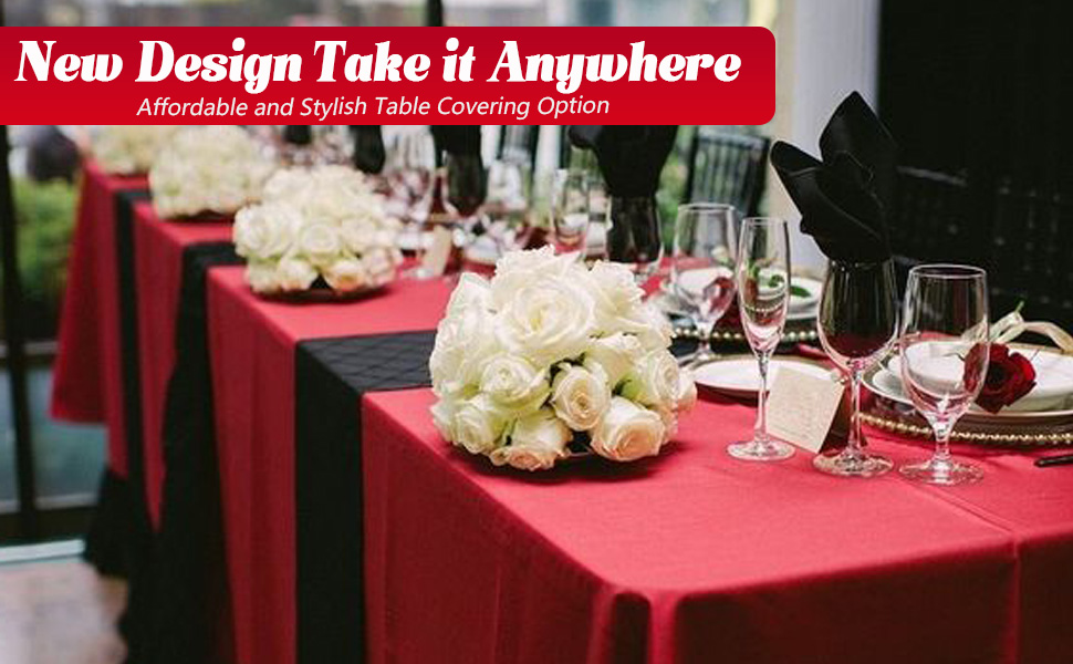 Vrisssot Red Table Cover Roll Disposable Tablecloth 54in X
