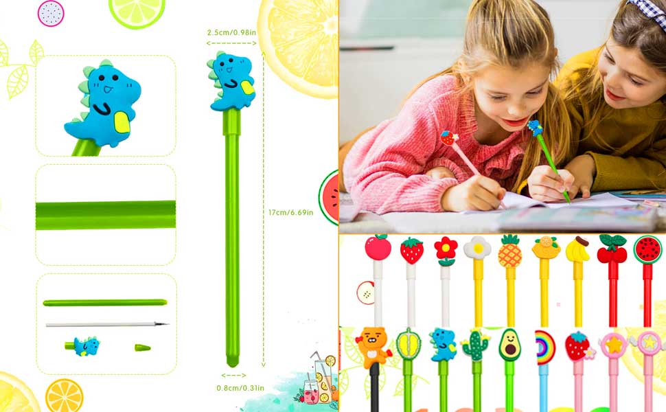 YUE QIN 18 Stück Süße Kugelschreiber Schwarze Nachfüllungen