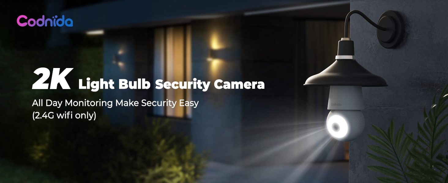 Codnida SecurityCameraOutdoor,Light Bulb Security Camera Indoor