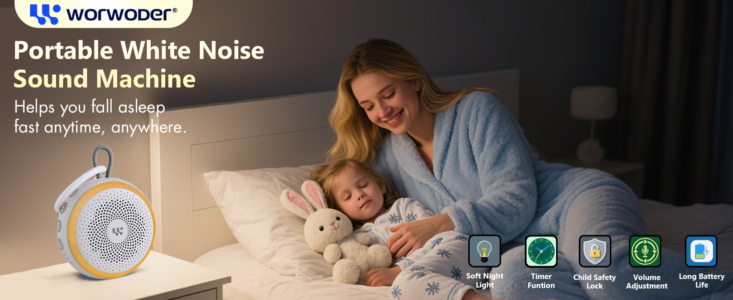 Sound Machine Easysleep White Noise Machine with 25 Soothing Sounds and Night Lights