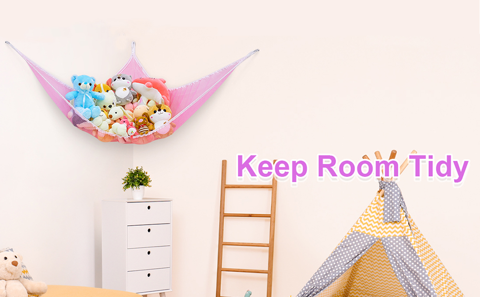 Basumee Toy Storage Hammock Stuffed Animals Net Hanging Toy Net