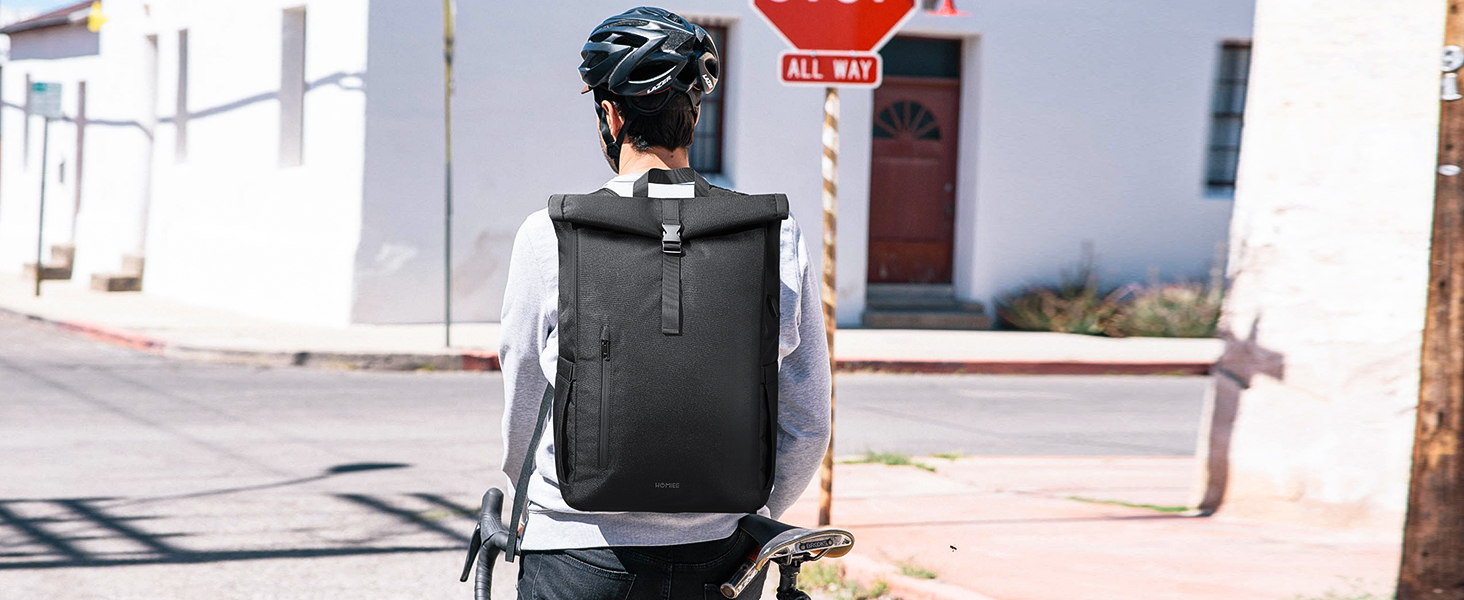 HOMIEE Roll Top Laptop Backpack for Men 17.3 Inch Laptop Bag, Water