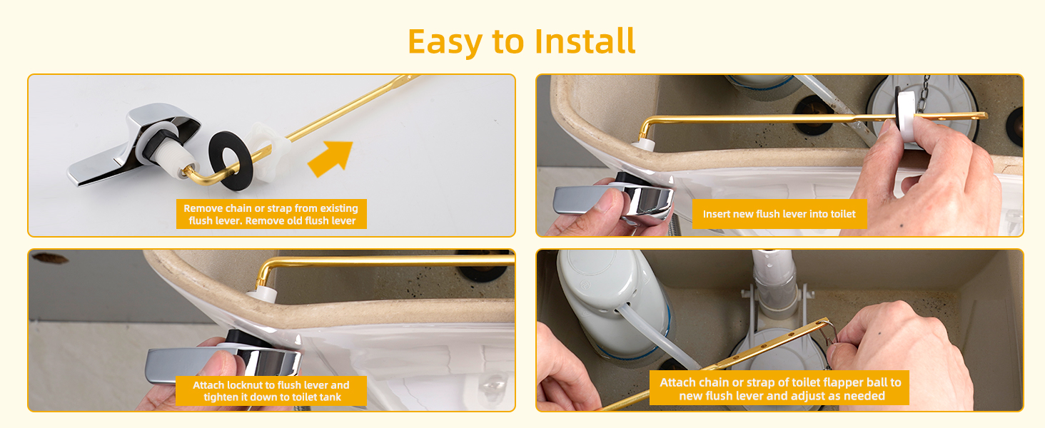 Universal Front Mount Toilet Handle Tank Flush Lever Replacement Handle with Stainless Steel