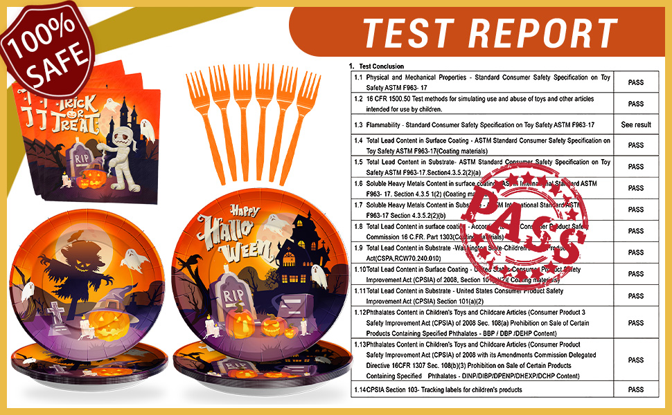 SCIONE 96PCS Halloween Party Plates Halloween Decorations includes