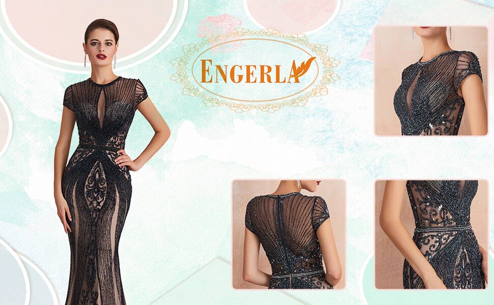 Engerla Sexy Celebrity Mermaid Evening Dress Luxurious Prom Gowns Women's Formal Party dress