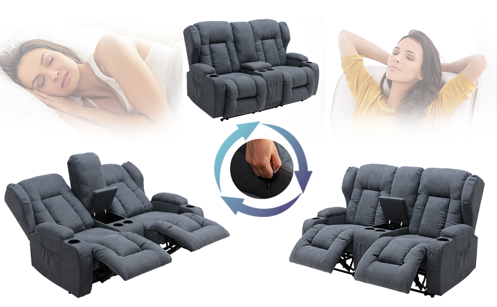 SAMERY 67" RV Loveseat Recliner Double Recliner RV Sofa