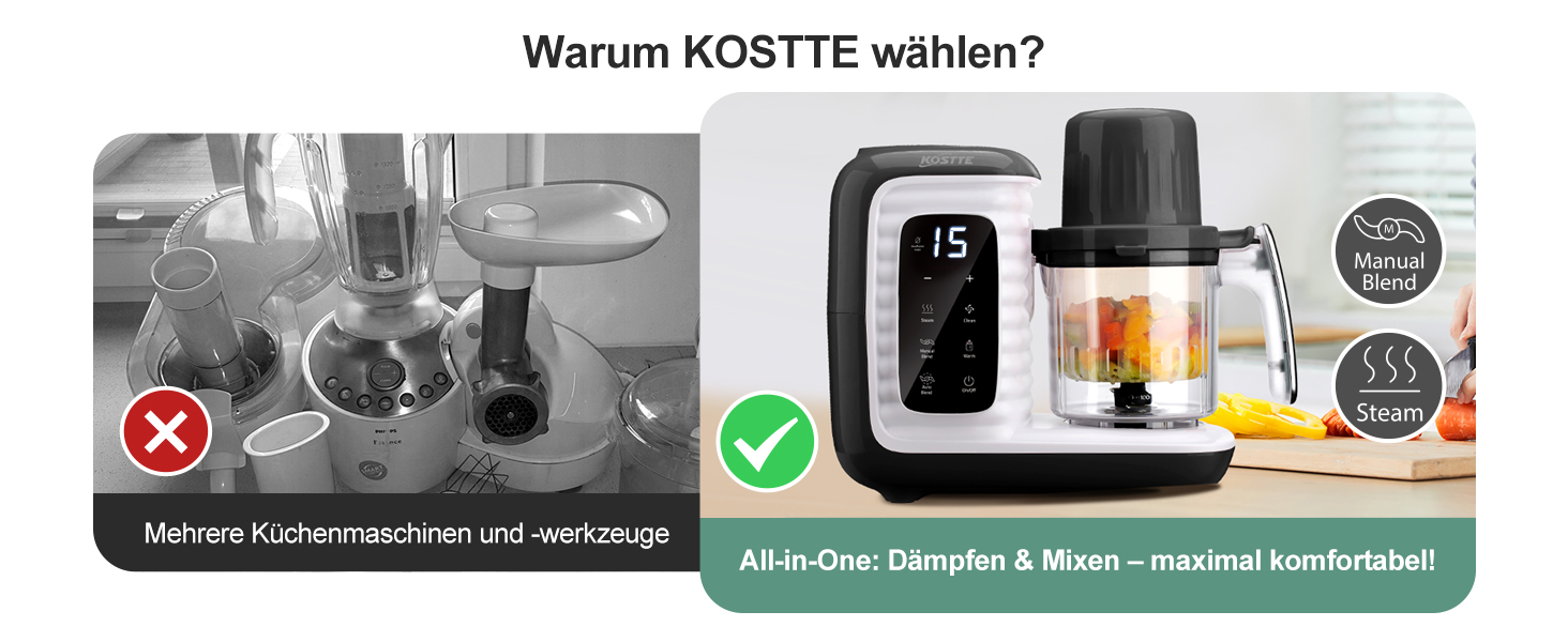 KOSTTE Babynahrungszubereiter, Multifunktions Babybrei Zubereiter ...