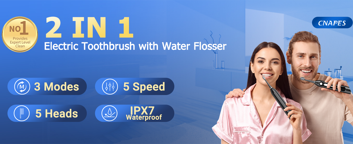Electric Toothbrush with Water Flosser Combo