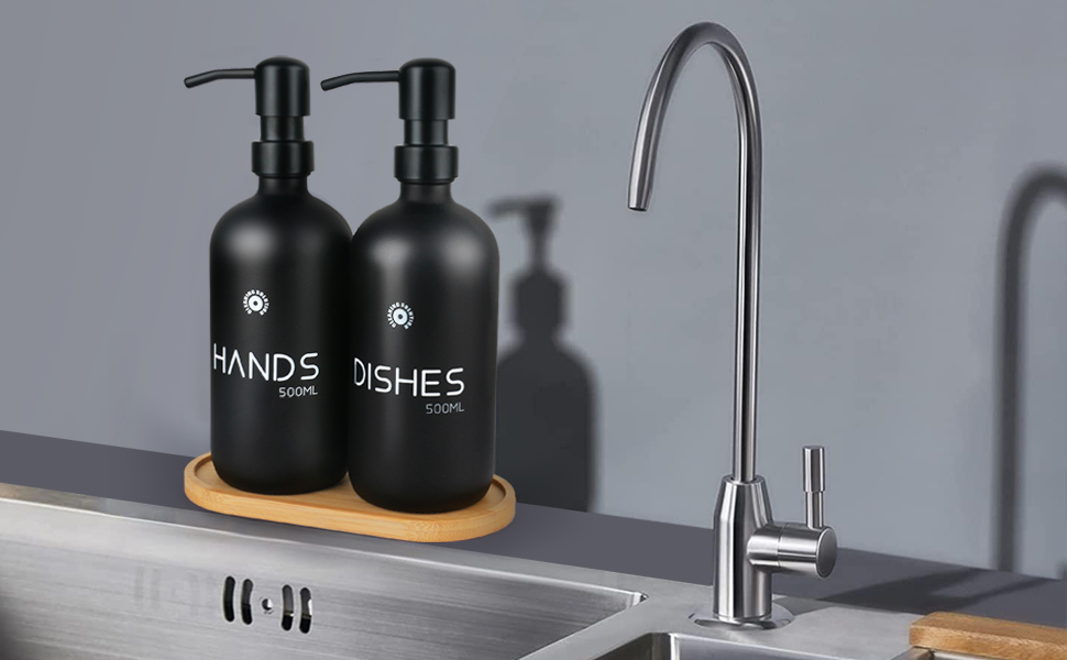 Soap Dispenser,Glass Hand Soap Dispenser and Dish Soap Dispenser Set