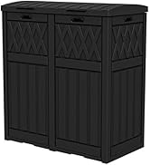 DWVO 62 Gallon Garbage Dual Can, Resin Outdoor Trash Can with Tiered Lid and Drip Tray, Waterproo...
