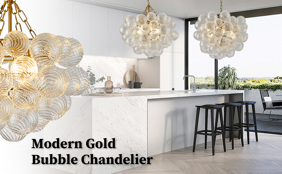 Chandelier, Gold Bubble Chandelier, 20 Inch Bubble