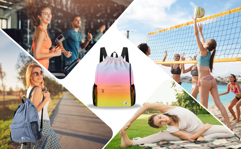 Risefit Drawstring Backpack combines functionality with style suitable for gym, beach, yoga
