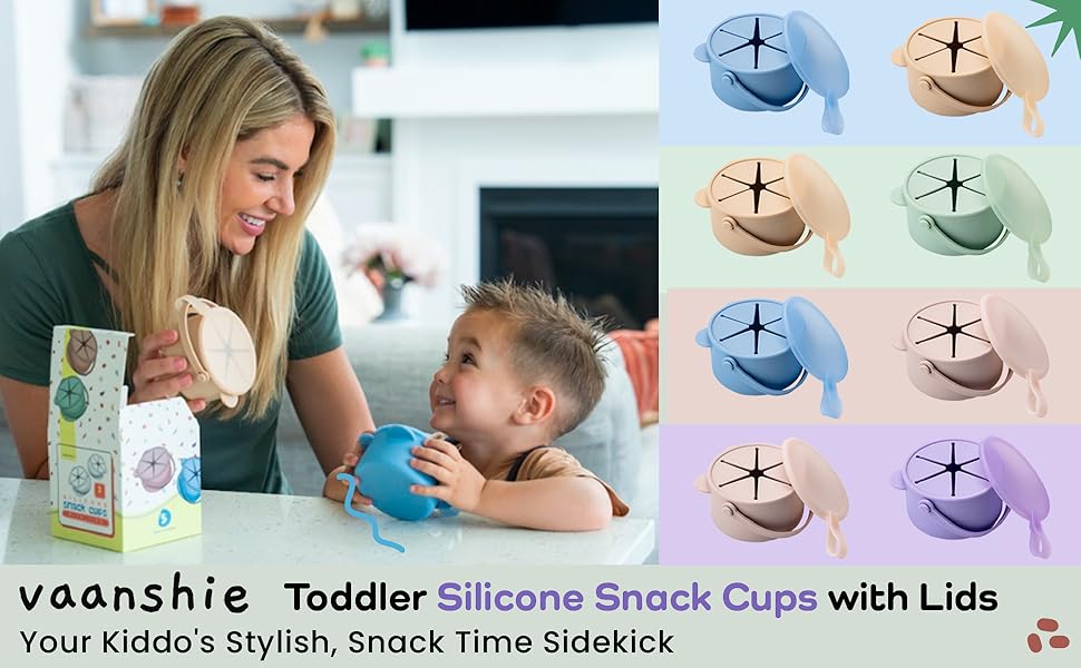 Silicone No Spill Snack Cups for Toddlers Portable Baby Snack Cup