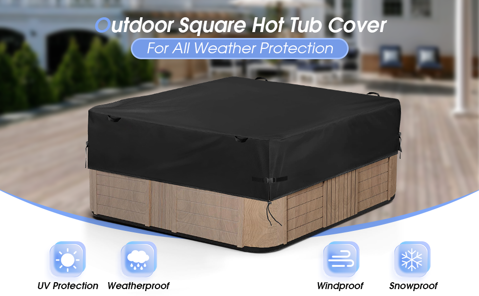 Hohong Hot Tub Cover, Outdoor SPA Covers for Hot Tub, Waterproof Heavy Duty Hot Tub