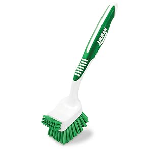 scrub brush, scraper edge, bathroom brush, tile brush, shower brush, heavy duty scrub brush