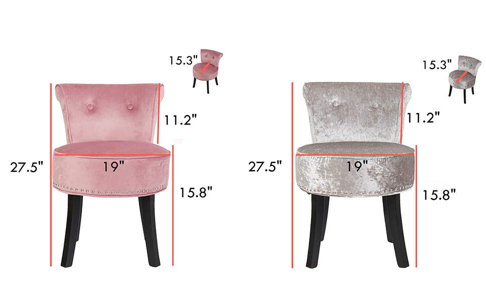 Wisfor Pink Vanity Chairs Stools for Bedroom, Pink Small
