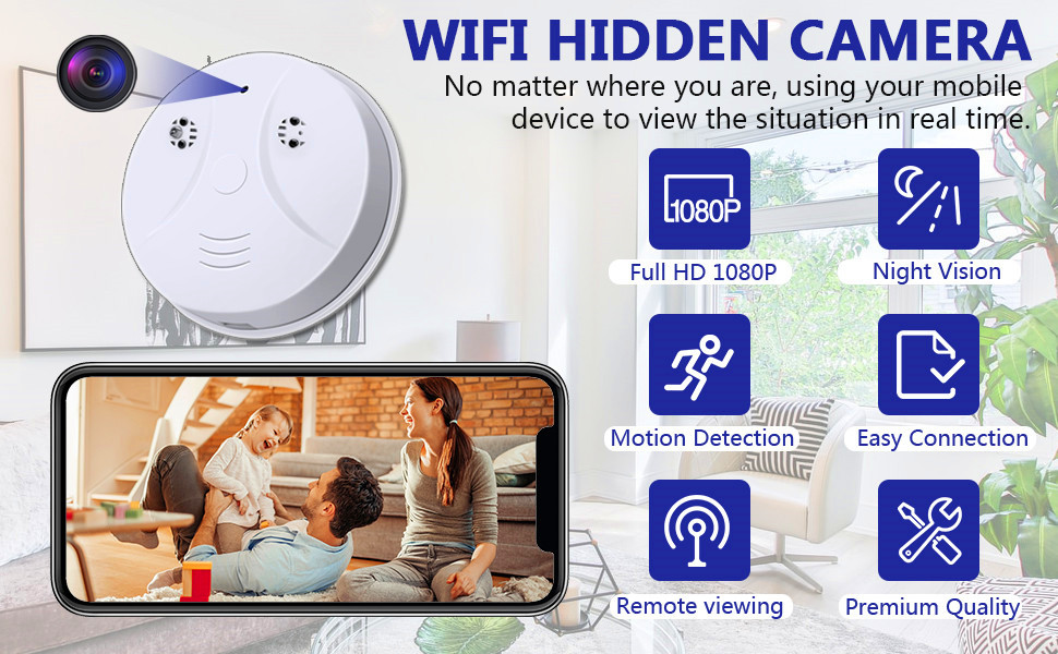 YYCAMUS Smoke Hidden Camera HD 1080P Video WiFi Camera