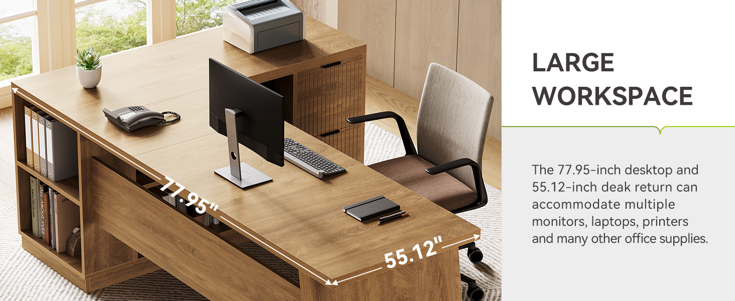 Large Walnut Office Workstation