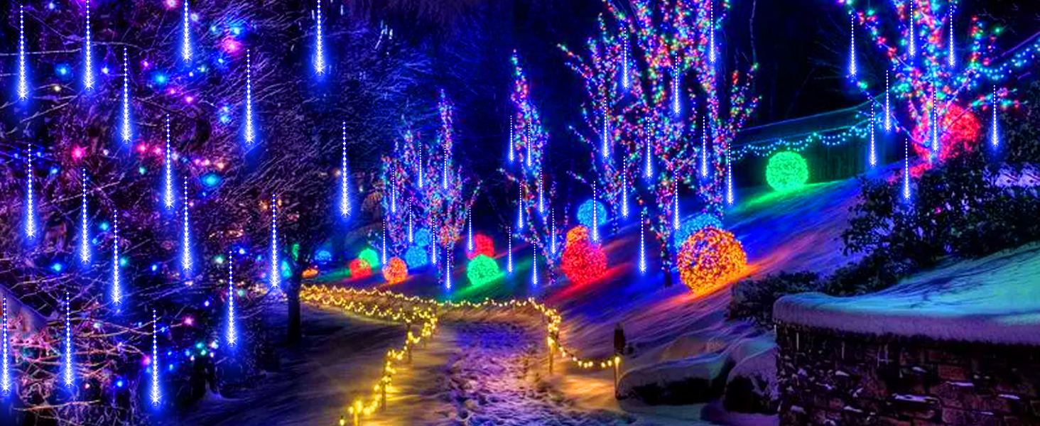 Aluan Christmas Lights Outdoor Meteor Shower Rain Lights
