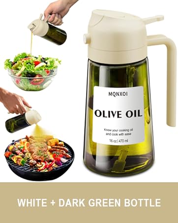Oil Sprayer for Cooking, 2 in 1 Olive Oil Dispenser Bottle for Kitchen