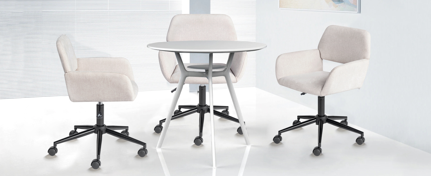 FurnitureR Home Office Chair, Fabric Upholstered Vanity