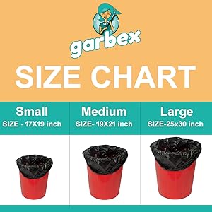 garbex size chart