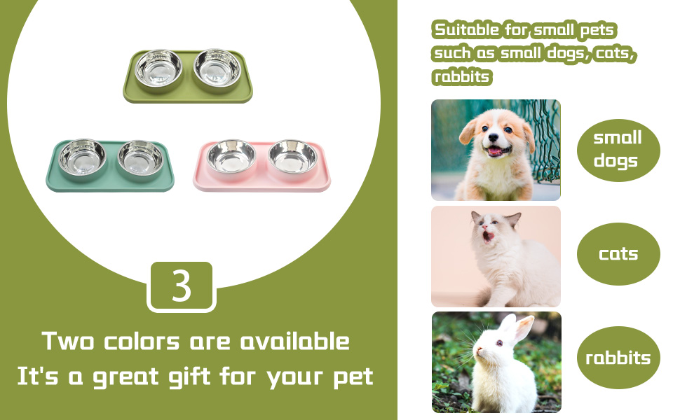 Dog Food Bowls Pet Bowls Dog Water Bowls with No-Spill and Non-Skid Feeder Bowls with Dog Bowl Mat