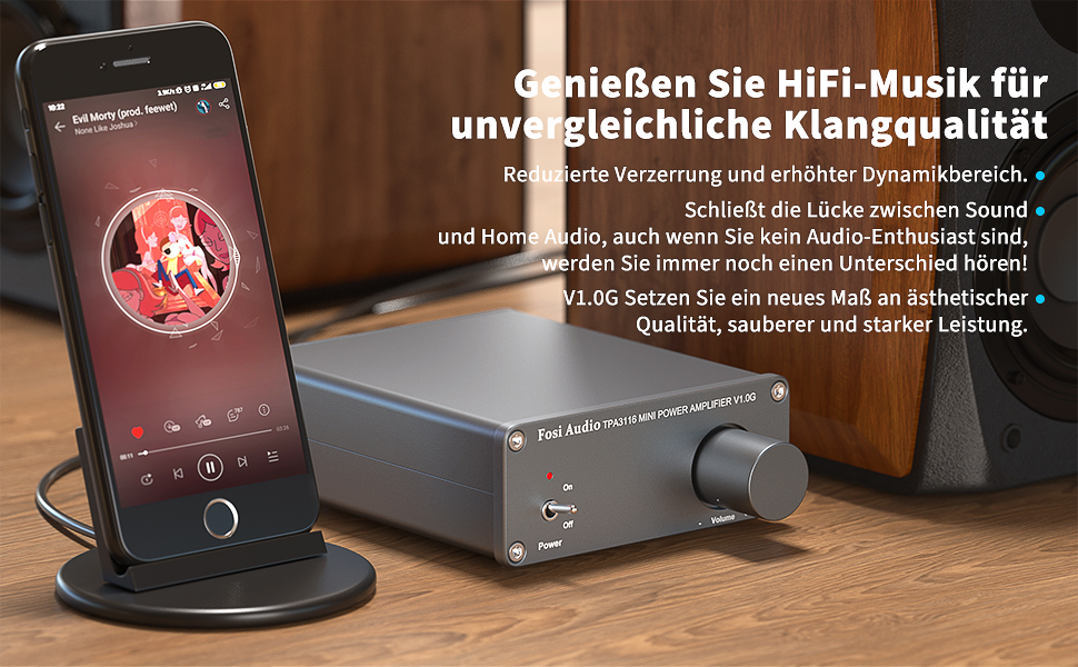 Fosi Audio V1.0G 2KanalStereoAudioClassDVerstärker MiniHiFi