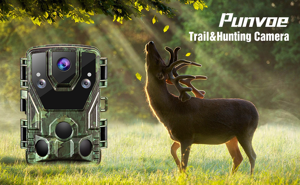 Punvoe 24MP 1080P Trail Camera, Game Camera with Night